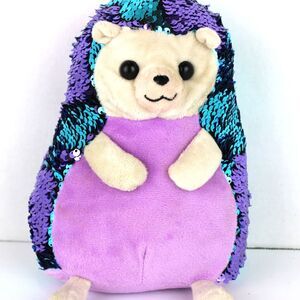 Goffa Purple Blue Flip Sequin(mermaid) Hedgehog Plush Stuffed Animal 9”